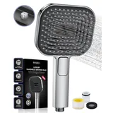rekovan Duschkopf Wassersparend, Duschbrause Groß 135mm, Handbrause mit Antikalk-Funktion 【Lebensmittelechtes Silikon】【43% Wassereinsparung】, AirMix Brausekopf Dusche mit 3 Strahlarten, Chrom (Ohne Schlauch)