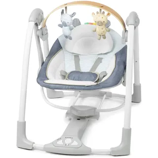 Ingenuity Swing 'n Go Babyschaukel & mit Holz-Spielbogen, 5 Geschwindigkeiten, 0–9 Monate, bis 9 kg – Chambray