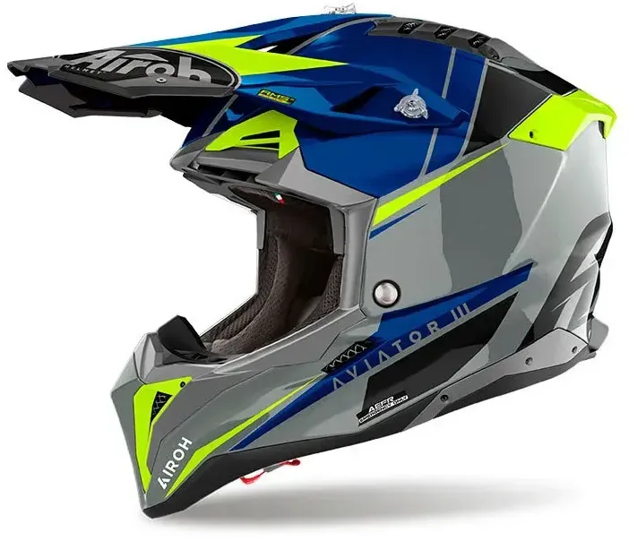 Airoh Aviator 3 Push Offroad-helm - Glossy Blue - XL