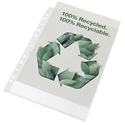 Esselte 100% Recycelte Klarsichthüllen DIN A4 Genarbt Transparent 70 Mikron Polypropylen 11 Löcher 628214 20 Stück