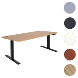 Schreibtisch HWC-D40, Computertisch, elektrisch h√∂henverstellbar 160x80cm 53kg MVG ~ braun Struktur, schwarz