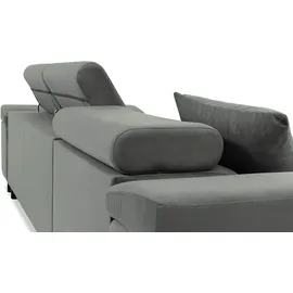Mirjan24 Ecksofa Torezio Mini Cord mit Bettkasten und Schlaffunktion Einstellbare Kopfstützen, 280x170x70-90 cm (Farbe: Poso 100,