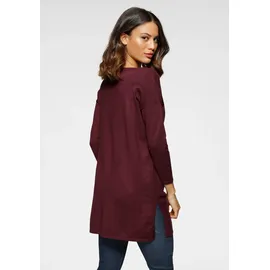 LAURA SCOTT Longpullover Feinstrick mit U-Boot Ausschnitt und seitlichem Schlitz, rot