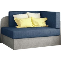 MOEBLO Kindersofa RAISA, Schlafsessel Couch für Kinderzimmer Kindersofa Jugendsofa, mit Schlaffunktion und Bettkasten blau|grau