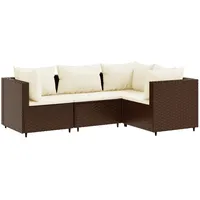 vidaXL 4-tlg Garten-Lounge-Set mit Kissen Braun Poly Rattan Modell 13