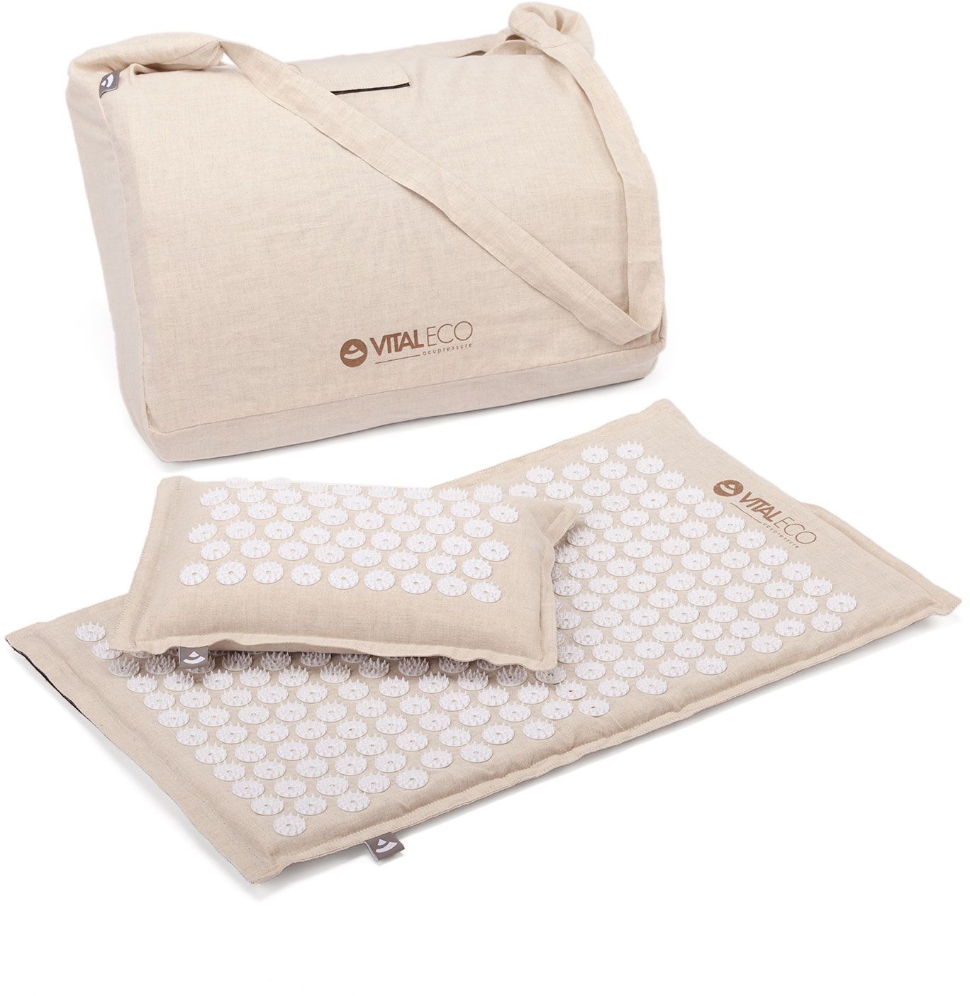 bodhi Akupressur-SET Vital Eco: Akupressur-Kokos-Matte, Kissen mit Buchweizenfüllung und Tasche Set 1 St beige