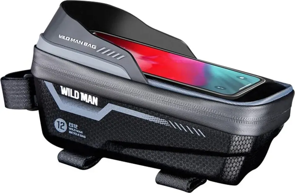 Rahmentasche Fahrrad hart EVA+PU mit TPU Touchscreen Smartphone grau 1x