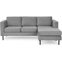 KONSIMO® Ecksofa TOZZI, universelles Design,Seite ist universell, hohe Beine grau