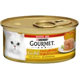 Gourmet Gold Weiches Herz Nassfutter für Katzen mit Huhn, 85 g