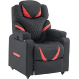 HJH Office Loungesessel Game Sport RX Kunstleder 90 x 170 x 0 cm Rot/Schwarz drehbar