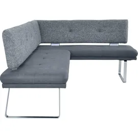 K+W Komfort & Wohnen "Giacomo II Esszimmerbank", blau (blau, niagara blau), B:207cm H:91cm T:65cm, Sitzbänke, Eckbank, Flachstahlkufe in edelstahlfarbig lackiert, Rücken und Sitz gesteppt