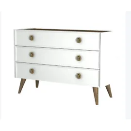 moebel17 Kommode, weiß walnuss Nachbildung B/H/T: ca. 120.4x80.3x36 cm, - weiß, walnuss