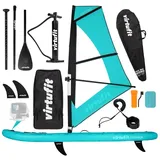 VirtuFit Inflatable SUP-Board VirtuFit Surfer 305 Stand Up Paddle Board Türkis inkl. Windsurf-Set