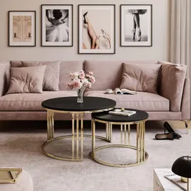 lookway Couchtisch gold chrom / Schwarz matt