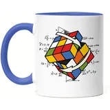 Hey!Print Zauberwürfel Tasse Blau Rubik Cube Magic Würfel Retro Rubi Vintage Nerd