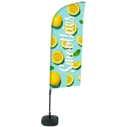 SHOWDOWN Displays Showdown Beachflag - Komplett-Set - Smoothies Zitrone - Blau/Gelb/Schwarz