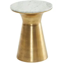 Echter Marmor Beistelltisch, luxuriöses rundes Design, goldfarbenes Metallgestell. 35x35x45 cm | Kadima Design