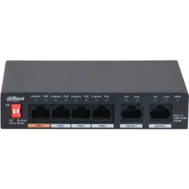 Dahua PoE-Switch PFS3006-4GT-60-V2 unmanaged 6 Ports), Netzwerk Switch, Schwarz