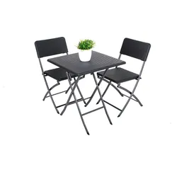 3-tlg. Balkon-Set Balkongruppe Tisch Stuhl klappbar Rattan-Optik