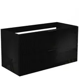 duschspa Waschtisch Unterschrank Waschtischunterschrank Waschbeckenunterschrank Badschrank, 50-120cm Hängeschrank, Matt / Hochglanz schwarz 99 cm x 52 cm x 46.3 cm