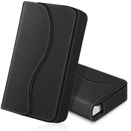 Fintie Visitenkartenetui Kartenetui, Premium Kunstleder Handgefertigte Scheckkartenhülle Kreditkartenetui mit Magnetverschluss für Damen Herren, Schwarz