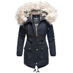 NAVAHOO Damen stylischer Wintermantel  Baumwollparka mit Kunstfell-Kapuze Honigfee