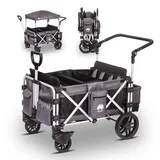 elvent® FamilyStar 4 Sitzer Bollerwagen | Handwagen faltbar mit Dach I Sitzpolster, Hecktasche, Feststellbremse, PU-Reifen, 5-Punkt-Gurte für 4 Kinder, Teleskop-Zugstange