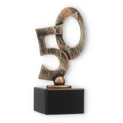 Pokal Konturfigur Goldene Hochzeit altgold auf schwarzem Marmorsockel 17,4cm