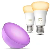 Philips HueWA 8 Watt A60 E27 2P EU + COL Hue Go V2 EU weiß