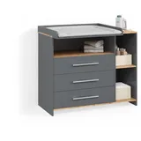 livinity® Wickelkommode Torino, Anthrazit/Goldkraft Eiche, mit 3 Schubladen