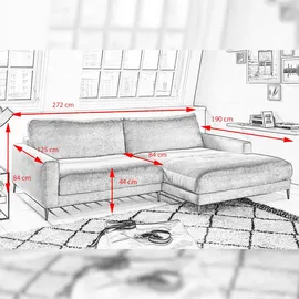 KAWOLA Ecksofa Cara Cord Recamiere rechts olivgrün