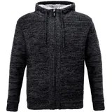 JOB Zimmerer-Hoodie-Strickjacke mit Fellfutter schieferschwarz M