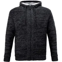 JOB Zimmerer-Hoodie-Strickjacke mit Fellfutter schieferschwarz M