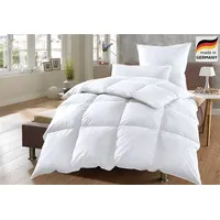 OTTO home Daunenbettdecke + Kopfkissen OTTO HOME "Köniz, Bettdecke 135x200&155x220 cm mit 80x80 cm Kissen Made in Green", weiß, B/L: 135cm x 200cm Anzahl Teile 1, B/L: 80cm x 80cm Anzahl Teile 1, Bezug: Baumwolle Füllung: Entendaune/-feder, normal, Bettdecken