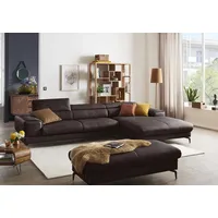 W.Schillig Ecksofa "piedroo, Designsofa mit tollem Sitzkomfort, bequem und elegant, L-Form", braun (mocca z69), B:343cm H:70cm T:193cm, Longlife Xtra-Leder Z69: Das feinnarbige, gedeckte Softleder Z69 besticht durch seine außergewöhnliche Weichheit im trendigen