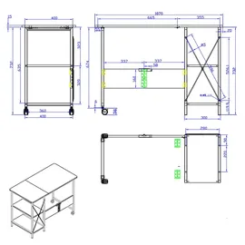 Maclean Brackets Maclean MC-411 Klappbarer Loft-Schreibtisch, Schreibtisch, Computertisch, Bürotisch | 107x45x75 cm, max. 150 kg Belastung, Klappbar (Dunkles Walnussholz)