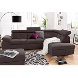 exxpo - sofa fashion "Spring, super bequem und komfortabel mit Armteil- und Kopfteilfunktion", braun (mocca), B:274cm H:81cm T:206cm, NaturLEDER (echtes Rindsleder) in Sitz und Rücken.