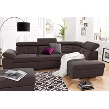 exxpo - sofa fashion "Spring, super bequem und komfortabel mit Armteil- und Kopfteilfunktion", braun (mocca), B:274cm H:81cm T:206cm, NaturLEDER (echtes Rindsleder) in Sitz und Rücken.