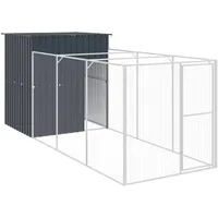 vidaXL Hundehütte mit Auslauf Anthrazit 165x455x181cm Verzinkter Stahl