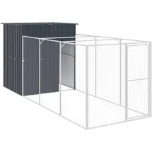 vidaXL Hundehütte mit Auslauf Anthrazit 165x455x181cm Verzinkter Stahl