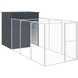 vidaXL Hundehütte mit Auslauf Anthrazit 165x455x181cm Verzinkter Stahl