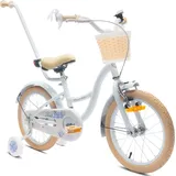 Sun Baby Mädchenfahrrad 16 Zoll Glocke Zusatzräder Schubstange, Flower Bike baby blue - Hellblau