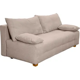 Collection AB Schlafsofa COLLECTION AB "Bella, B: 196 cm, Liegefl. 145x196 cm", grau (taupe), B:196cm H:45cm T:96cm, 100%Polyester, Sofas, Schlafsofa, mit Bettfunktion, Bettkasten & 2 Armlehnenkissen, Federkern