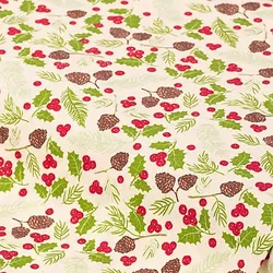 Baumwollstoff Zapfen & Beeren "Mona", natur-color