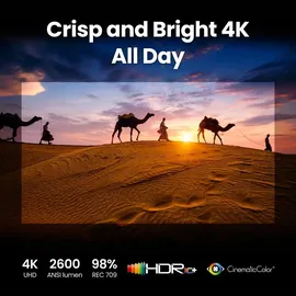 BenQ GP520 4K HDR 2600 lm LED-Wohnzimmerprojektor für Home Entertainment mit Google TV, Auto Cinema Mode, MEMC, Rec.709, HDR10+, HDMI 2.1, USB-A, USB-C, Wifi6, Bluetooth5.2, eARC, Dolby, 7.1 Kanal