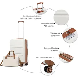 luxuskollektion Handgepäck-Koffer Trolley Set 2-teilig, Cremeweiß, Ryanair Reisetasche