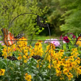 Relaxdays Beetzaun, 5-teilige Beetumrandung für Garten, Dekozaun Metall, Schmetterling Design, HxB: 46 x 250 cm, schwarz