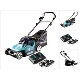 Makita DLM 432 PT4 Akku Rasenmäher 36 V ( 2x 18 V ) 43 cm Brushless + 4x Akku 5,0 Ah + Doppel Ladegerät