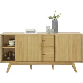 Actona Sideboard »Marte«, Anrichte, Eiche/Furnier, 2 Fächer, 4 Schubladen, 180x84x44 cm, Reach, Holzmöbel, Kleinmöbel Holz, Holzkommoden, Sideboards Holz