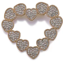 FIRETTI Brosche "Schmuck Geschenk Ansteckschmuck Herz", gold (goldfarben,, transparent, transparent), Broschen, Damen, Glas, Metall, Brosche, mit Glasstein